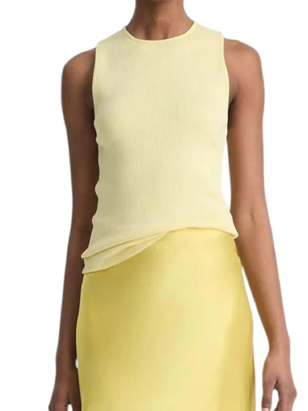 Ribbed Pima Cotton Shell Tank Top In Citrines