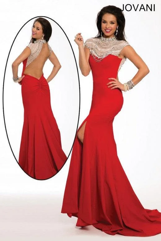 Jovani 21894 Long Formal Cap Sleeve Prom Dress