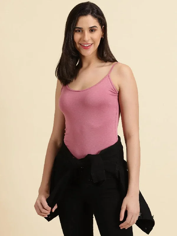 Women's Mauve Solid Tank Top-AE-10493-Mauve