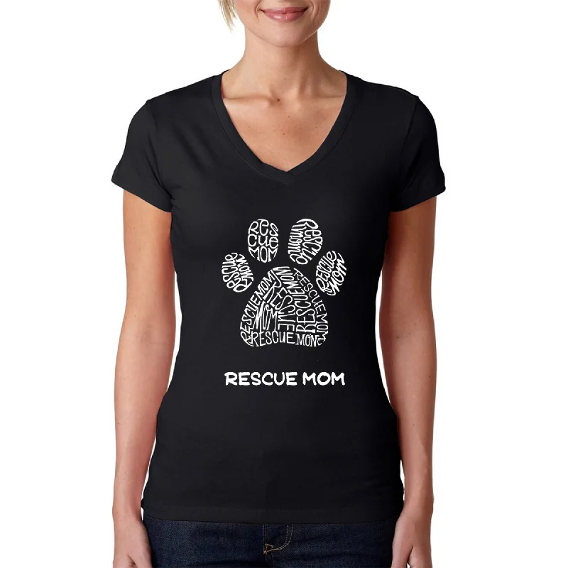 Rescue Mom  - Women's Word Art V-Neck T-Shirt