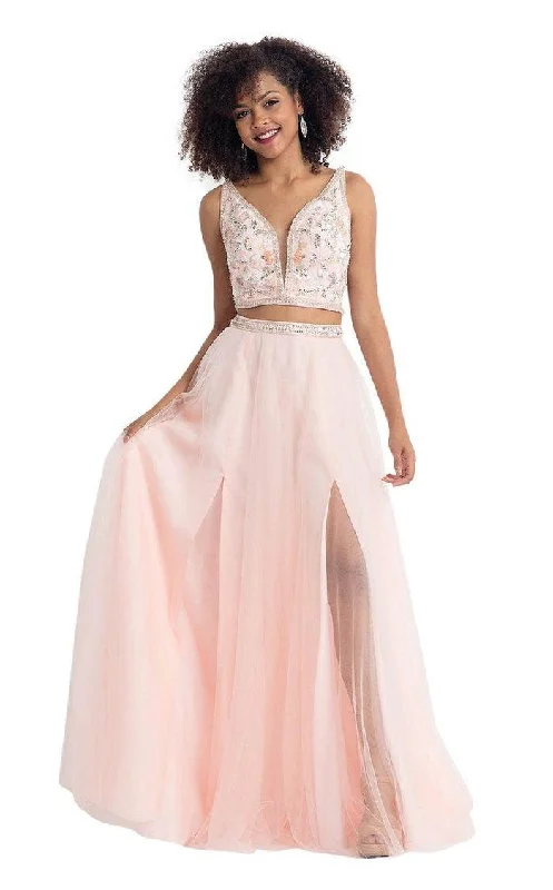 Rachel Allan Prom Two Piece Beaded Long Dress 6118