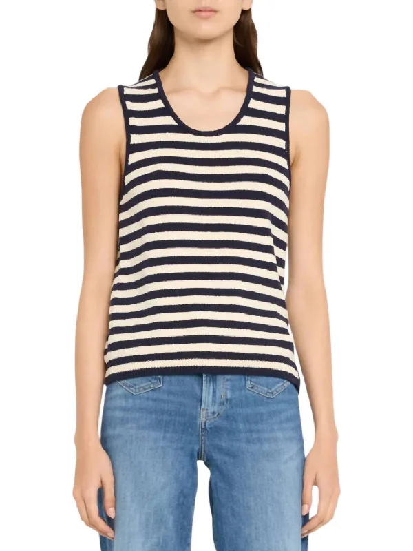 Mariner Sweater Tank Top In Navy/white