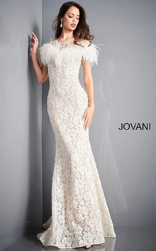 Jovani 06451 Off Shoulder Long Lace Prom Dress