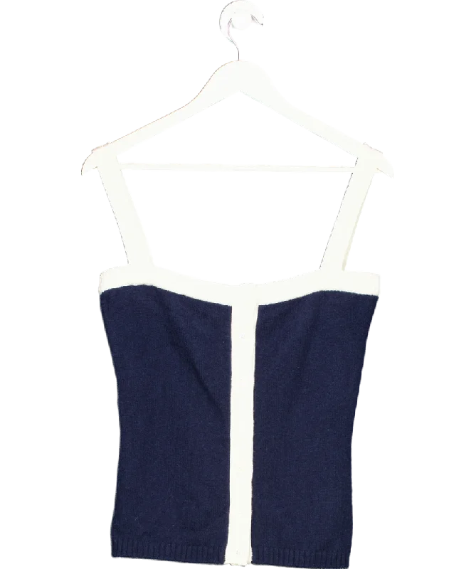 Cloeys Blue Cashmere Tank Top Navy & White UK XS