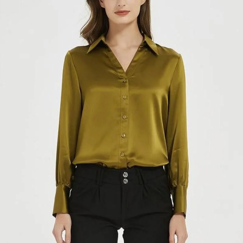 Chic 100% Silk V-Neck Blouse for Women