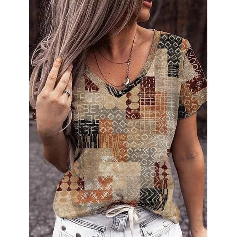 Women's Fashion V-neck Short-sleeve