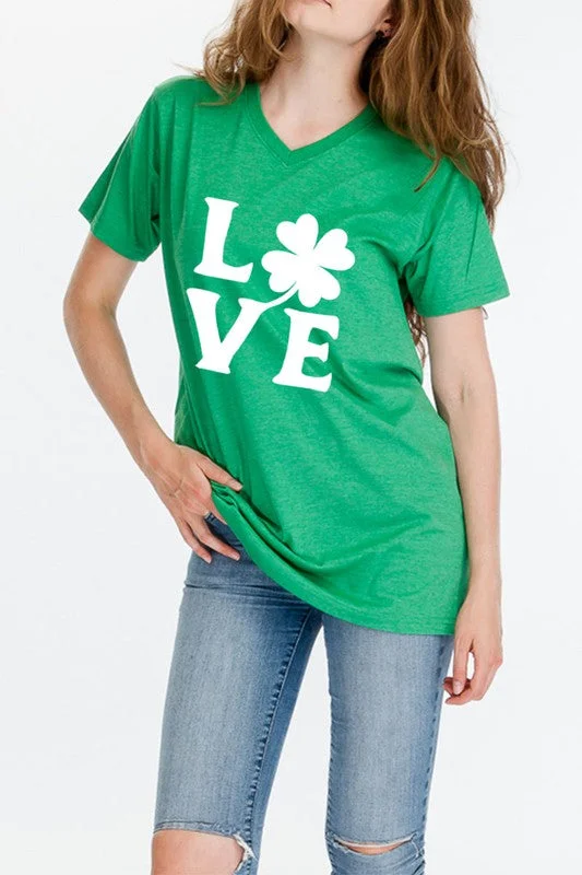 Love Shamrock V-Neck Graphic Tee - Women's