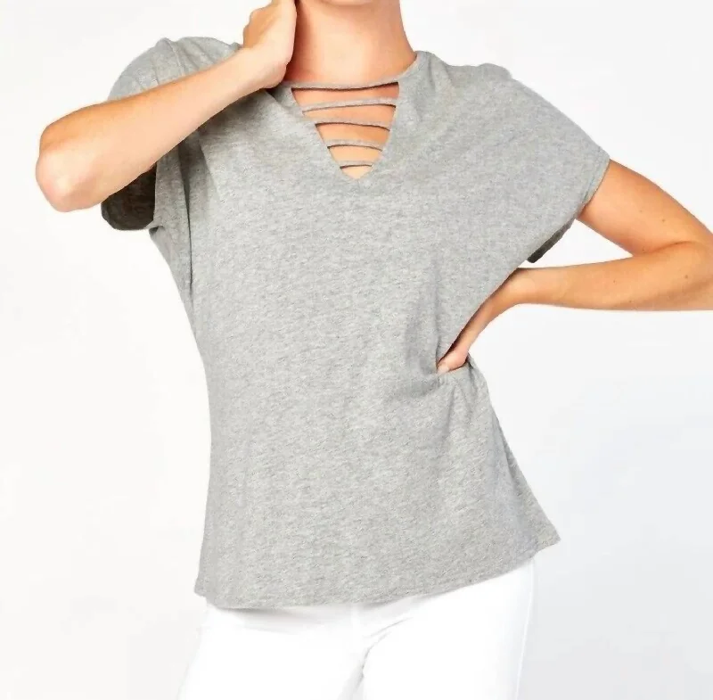 Alice V Neck Organic Cotton Top In Gray