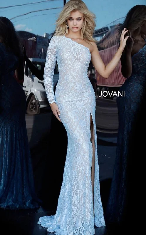 Jovani 02168 Prom One Shoulder Long Sleeve Dress