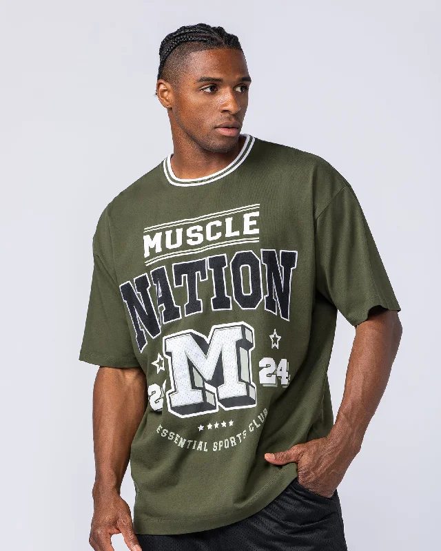 Muscle Nation | Sporting Club Oversized Tee - Dark Khaki