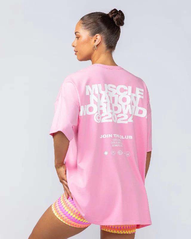 Muscle Nation | Womens Global Oversized Tee - Hollywood Pink