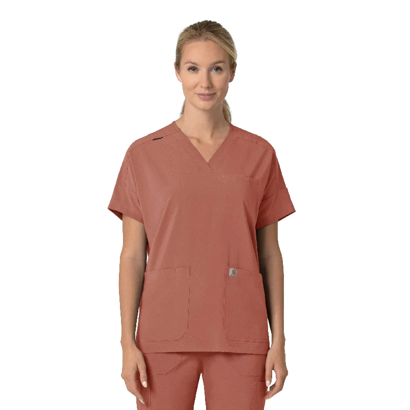 Carhartt Force Cross-Flex Women's Oversized V-Neck Scrub Top - Wildrose