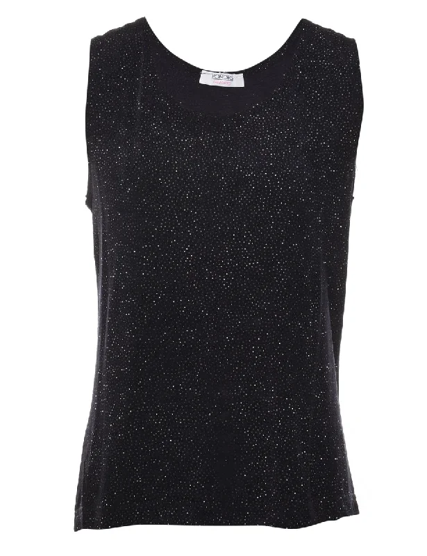 Black Metallic Evening Top - M