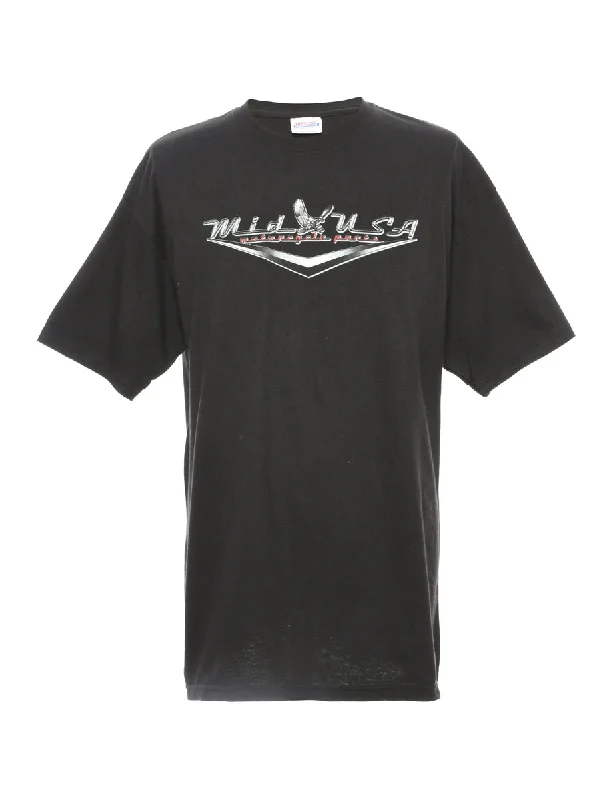 Black Mid USA Printed T-shirt - L