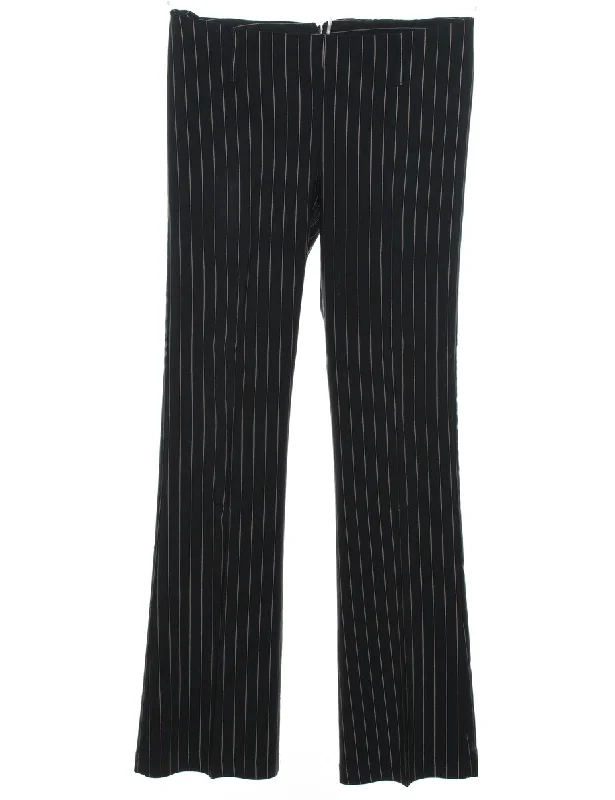 Black Pinstriped Casual Trousers - W31 L33