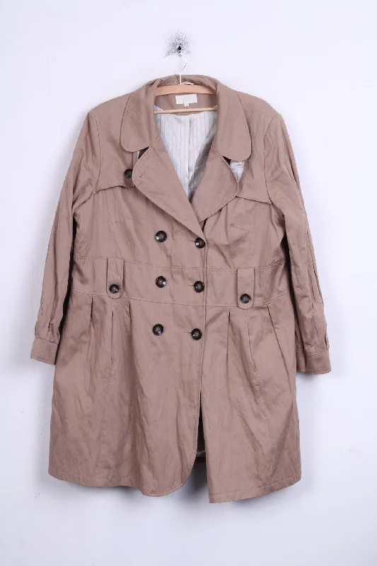 MARKS & SPENCER Womens 22 3XL Coat Long Beige Double Breasted