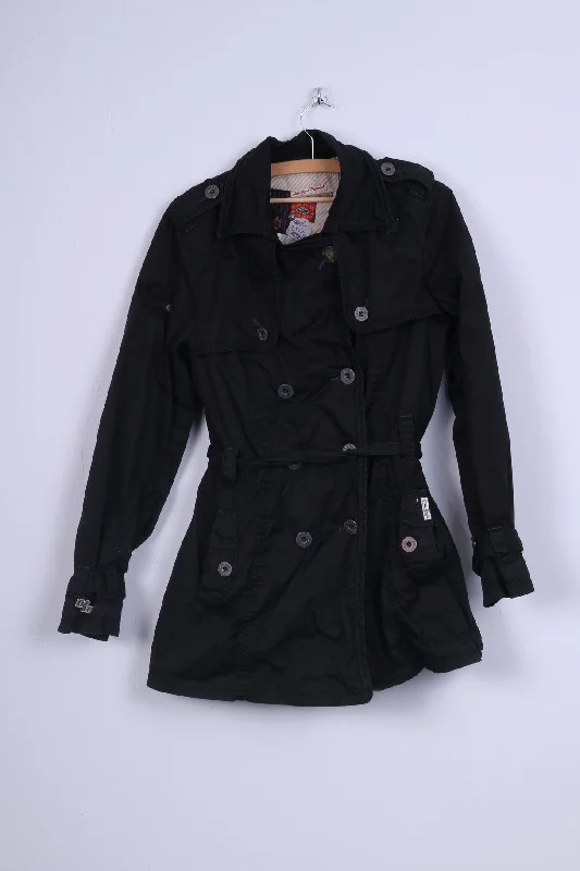 Khujo Womens XL Parka Jacket Double Breasted Black Cotton