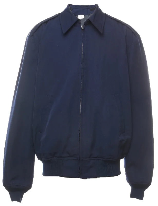 Navy Zip-Front Classic Jacket - L