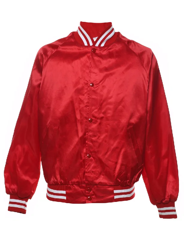 Red & White Contrast Bomber Jacket - M