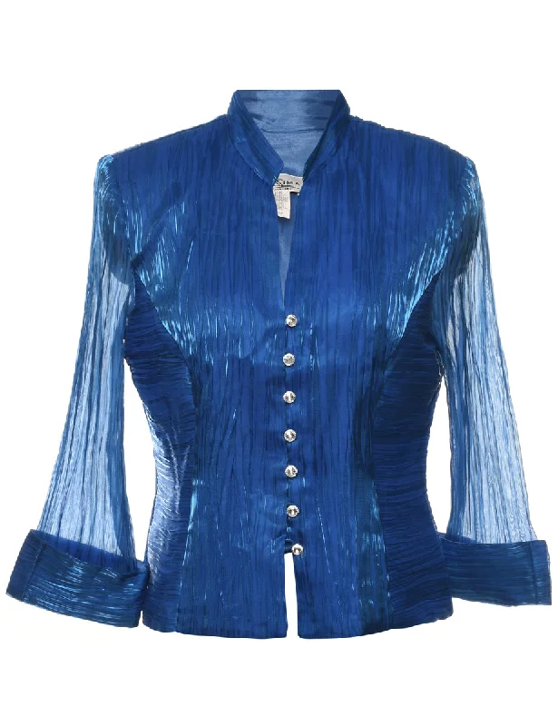 Single Breasted Blue Evening Jacket - M