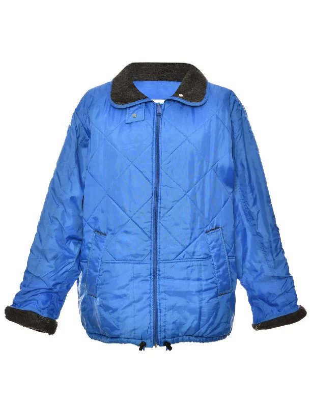 Zip Front Blue Quilted Ski Jacket - L