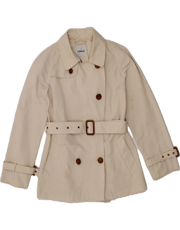 ASPESI Womens Trench Coat UK 10 Small Off White Cotton