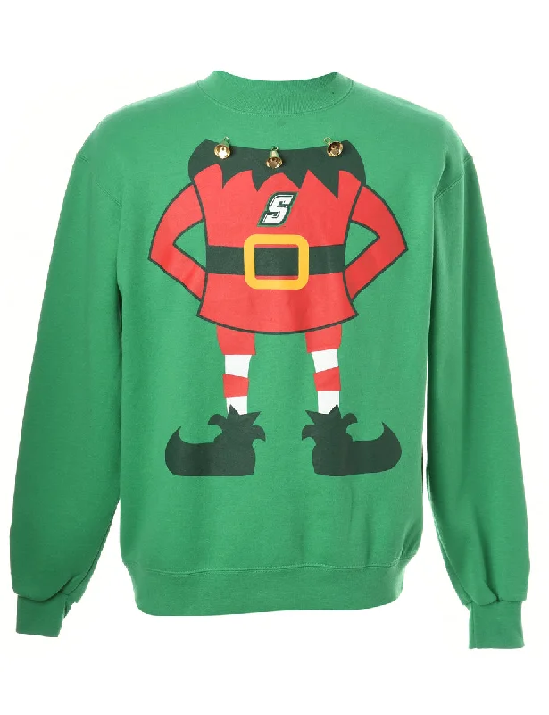 Label Christmas Sweatshirt With Bells - M