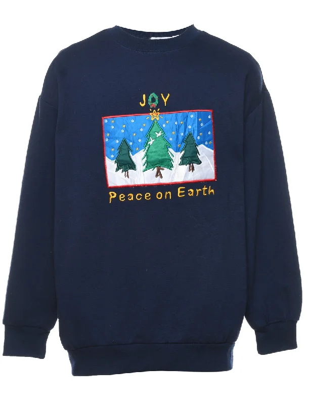 Navy Christmas Sweatshirt - M