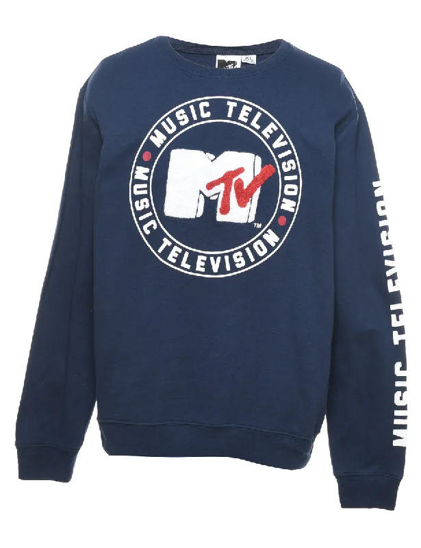 Navy MTV Printed Sweatshirt - XL