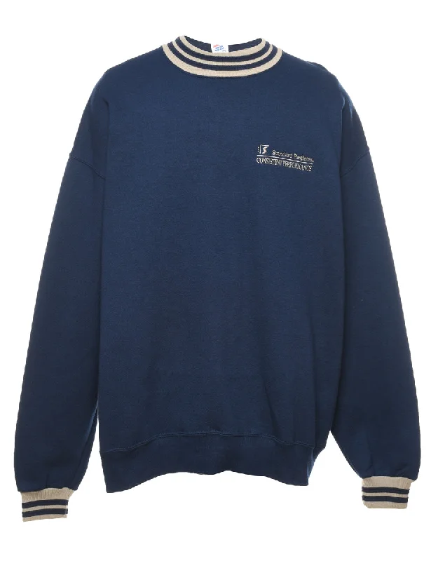 Navy Printed Sweatshirt - XL