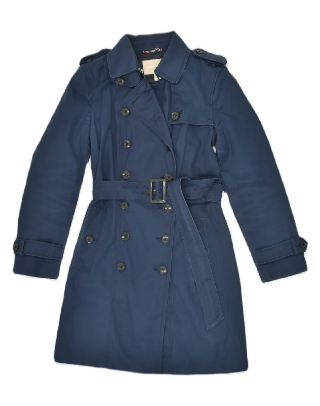 BANANA REPUBLIC Womens Trench Coat UK 10 Small Blue Cotton