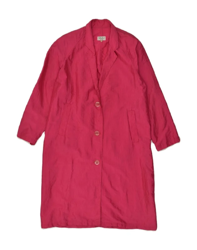 BENETTON Womens Trench Coat EU 42 Large Pink Nylon