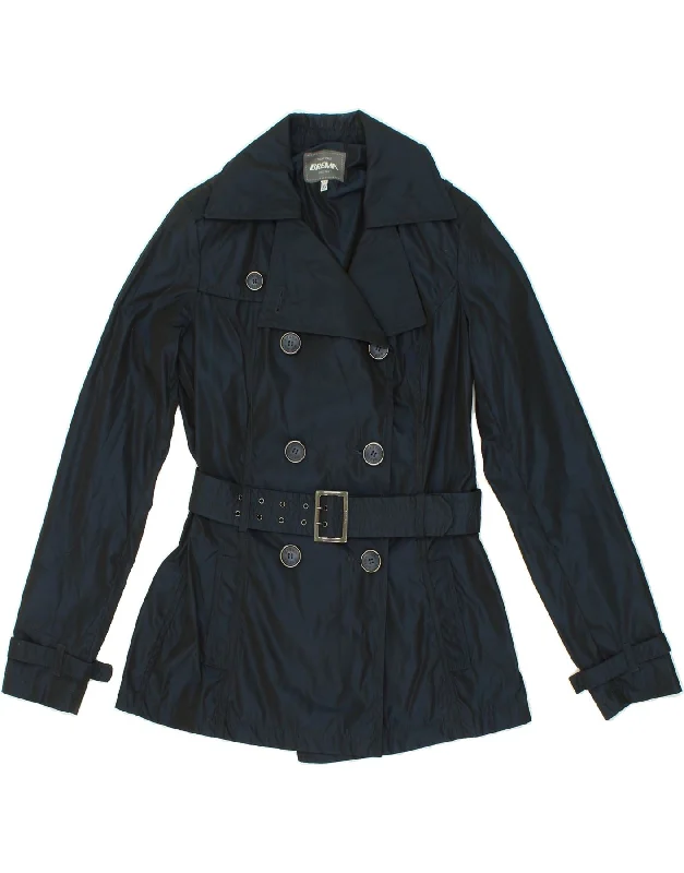 BREMA Womens Trench Coat IT 44 Medium Navy Blue Polyester