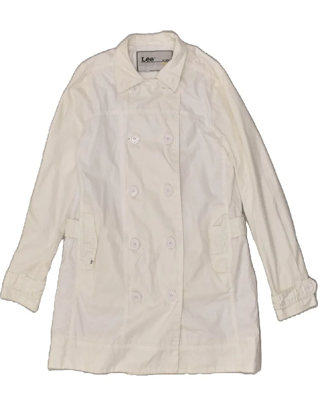 LEE Womens Trench Coat UK 14 Medium White Cotton