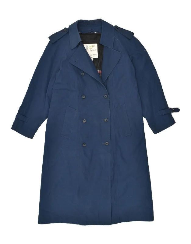 LONDON FOG Womens Petite Trench Coat US 8 Medium Navy Blue Cotton