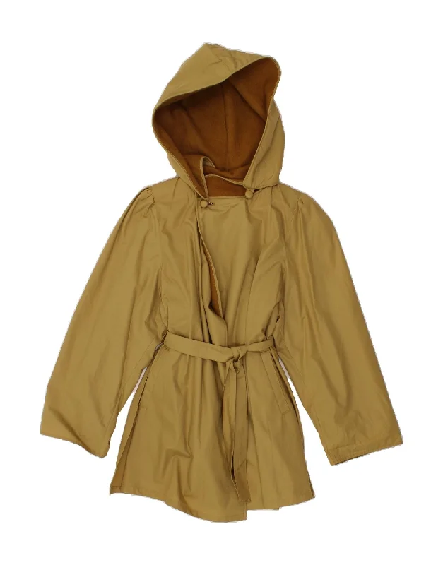 NINO Womens Hooded Trench Coat UK 12 Medium Khaki Polyester