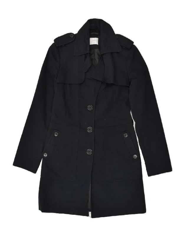 OASIS Womens Trench Coat UK 8 Small Black Cotton