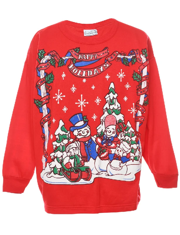 Snowman Christmas Sweatshirt - L