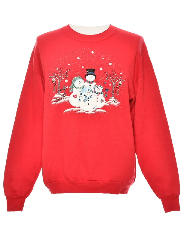 Snowman Red Classic Christmas Sweatshirt - L