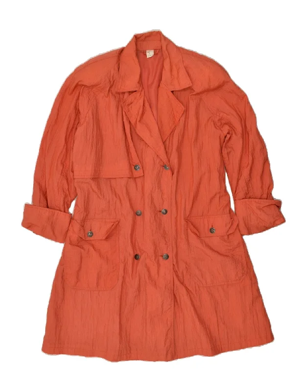 VINTAGE Womens Loose Fit Trench Coat UK 16 Large Orange Polyamide