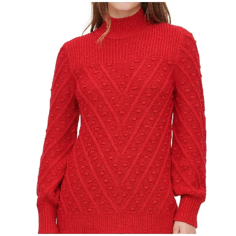 Calvin Klein Women's Multi-Textured Mock-Neck Sweater Red Size Medium