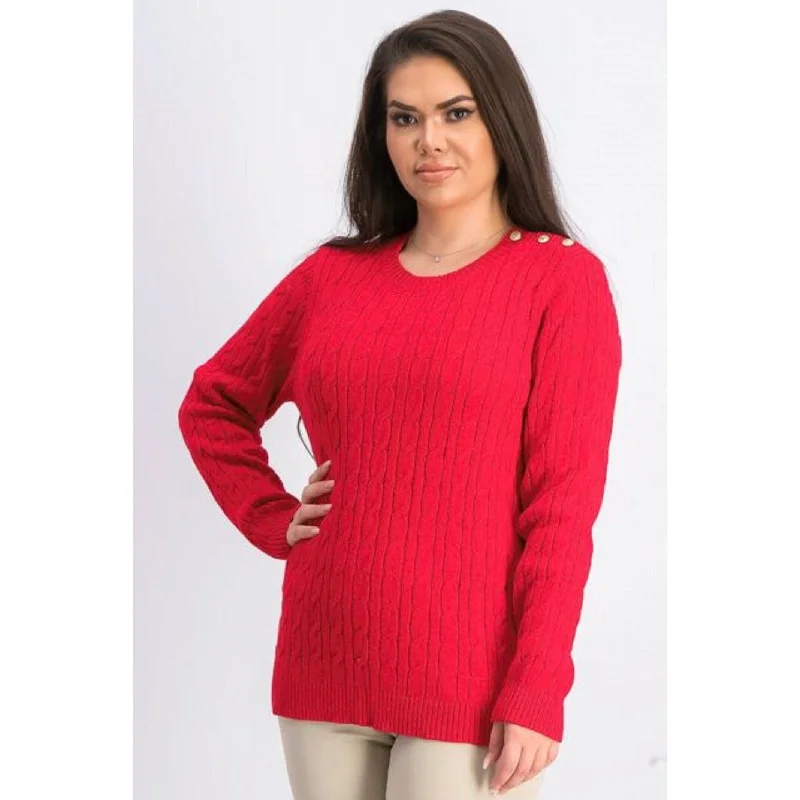 Charter Club Women's Cable-Knit Button-Trim Sweater Dark Red Size XS - X-Small