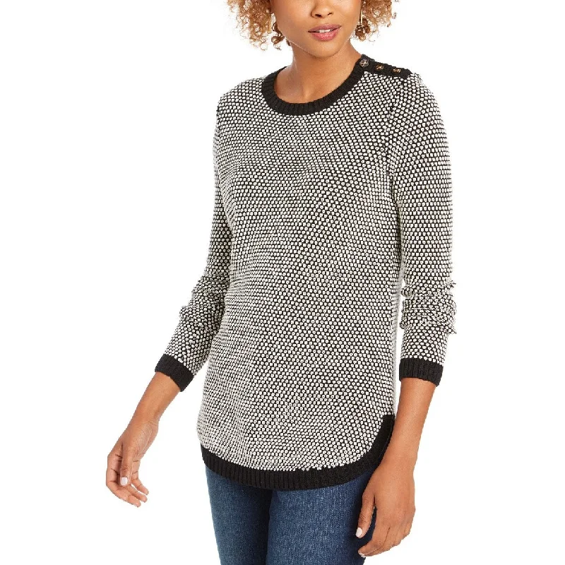 Charter Club Women's Textured Contrast-Trim Sweater Dark Gray Size Extra Small - XS