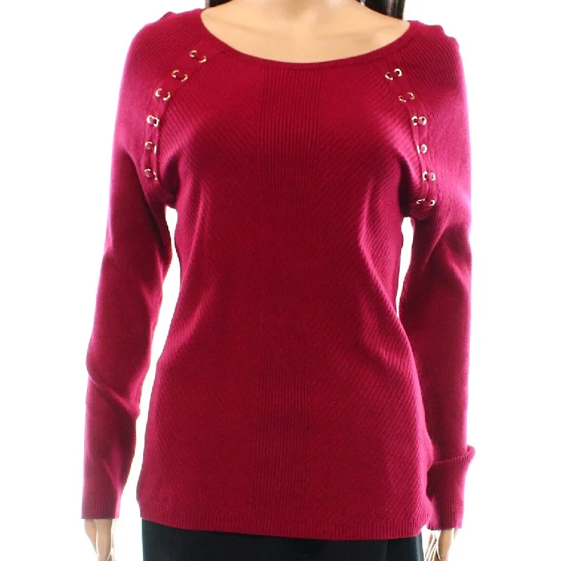 INC International Concepts Lace-up Sweater, Red, XL - Red