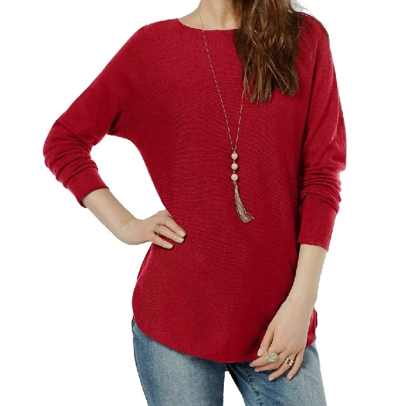 INC Women's Shirttail Sweater Dark Red Size Extra Large