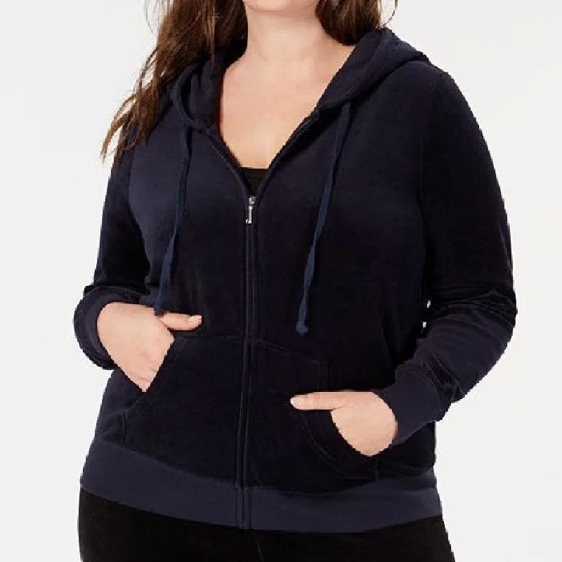 Juicy Couture Women's Plus Size Velour Robertson Jacket Navy Size Extra Large - X-Large