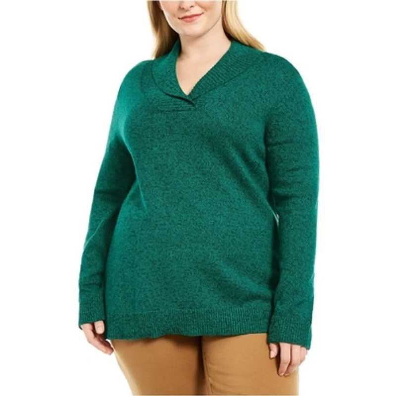 Karen Scott Women's Cotton Marled Shawl-Collar Sweater Green Size S - Small