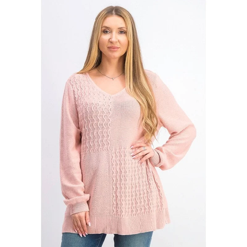 Karen Scott Women's Cotton Mixed-Stitch Sweater Pink Size XX-Large