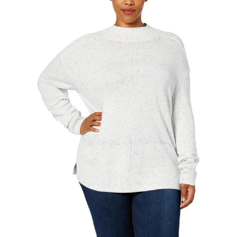 Karen Scott Women's Seam-Detail Cotton Mock-Neck Sweater Size Small