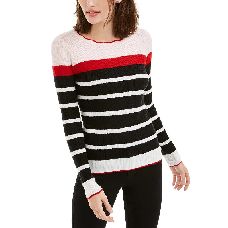 Maison Jules Women's Striped Colorblocked Sweater Red Size Extra Small